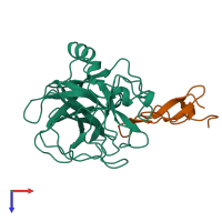 PDB entry 1fle coloured by chain, top view.