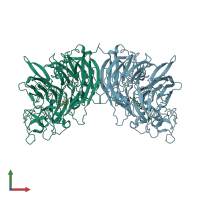 PDB entry 1flg coloured by chain, front view.