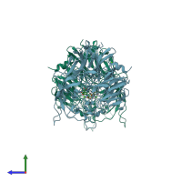 PDB entry 1flg coloured by chain, side view.
