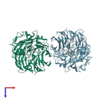 PDB entry 1flg coloured by chain, top view.