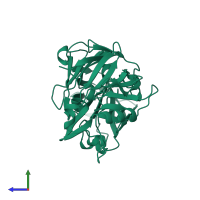 PDB entry 1flh coloured by chain, side view.