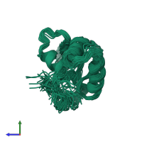 PDB entry 1fli coloured by chain, ensemble of 30 models, side view.