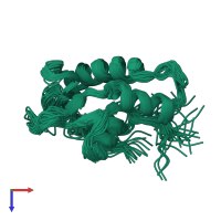 PDB entry 1fli coloured by chain, ensemble of 30 models, top view.