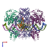 PDB entry 1flo coloured by chain, top view.