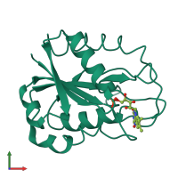 PDB entry 1flv coloured by chain, front view.