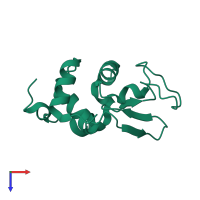 PDB entry 1flw coloured by chain, top view.