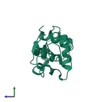 PDB entry 1fly coloured by chain, side view.