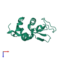 PDB entry 1fly coloured by chain, top view.
