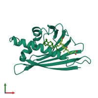PDB entry 1fm4 coloured by chain, front view.