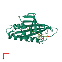PDB entry 1fm4 coloured by chain, top view.