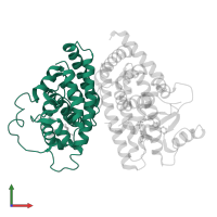 Retinoic acid receptor RXR-alpha in PDB entry 1fm9, assembly 1, front view.