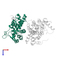 Retinoic acid receptor RXR-alpha in PDB entry 1fm9, assembly 1, top view.