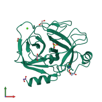 PDB entry 1fmg coloured by chain, front view.