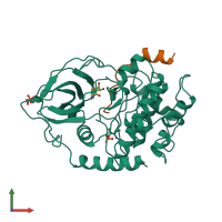 PDB 1fmo coloured by chain and viewed from the front.