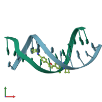 PDB entry 1fmq coloured by chain, front view.