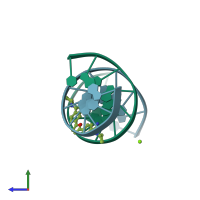 PDB entry 1fmq coloured by chain, side view.
