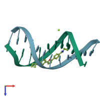 PDB entry 1fmq coloured by chain, top view.