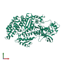 PDB entry 1fmv coloured by chain, front view.