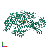 PDB entry 1fmw coloured by chain, front view.