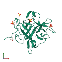 PDB entry 1fmz coloured by chain, front view.