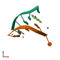 PDB entry 1fn2 coloured by chain, front view.