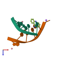 PDB entry 1fn2 coloured by chain, top view.