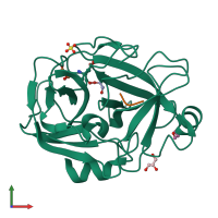 PDB entry 1fn8 coloured by chain, front view.