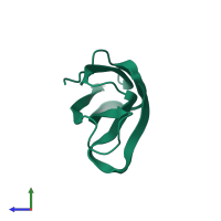 PDB entry 1fna coloured by chain, side view.
