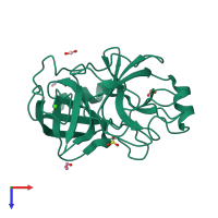 PDB entry 1fni coloured by chain, top view.