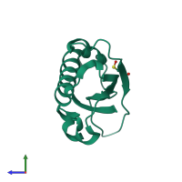 PDB entry 1fnj coloured by chain, side view.
