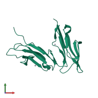 PDB entry 1fnl coloured by chain, front view.