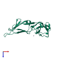 PDB entry 1fnl coloured by chain, top view.