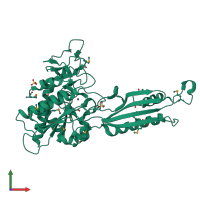 PDB entry 1fno coloured by chain, front view.