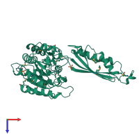 PDB entry 1fno coloured by chain, top view.