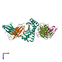 PDB entry 1fo0 coloured by chain, top view.