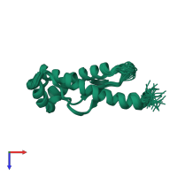 PDB entry 1fo7 coloured by chain, ensemble of 30 models, top view.
