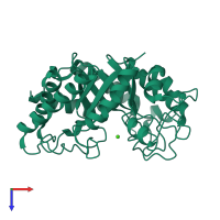 PDB entry 1fob coloured by chain, top view.