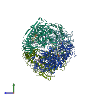 PDB entry 1foh coloured by chain, side view.