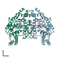 PDB entry 1foo coloured by chain, front view.