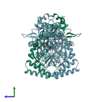 PDB entry 1foo coloured by chain, side view.