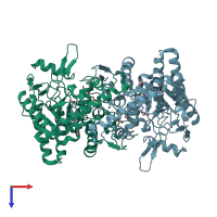 PDB entry 1foo coloured by chain, top view.