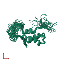 PDB entry 1fox coloured by chain, ensemble of 33 models, front view.