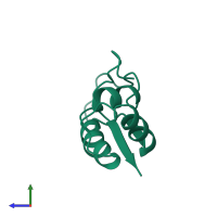 PDB entry 1foy coloured by chain, side view.