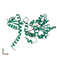 PDB entry 1fp2 coloured by chain, front view.