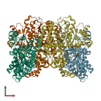 PDB entry 1fp4 coloured by chain, front view.