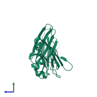 PDB entry 1fp5 coloured by chain, side view.