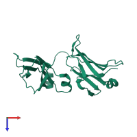 PDB entry 1fp5 coloured by chain, top view.