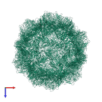 Homo 60-meric assembly 1 of PDB entry 1fpv coloured by chemically distinct molecules, top view.