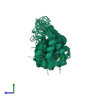 PDB entry 1fpw coloured by chain, ensemble of 20 models, side view.