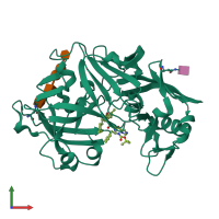 PDB entry 1fq7 coloured by chain, front view.